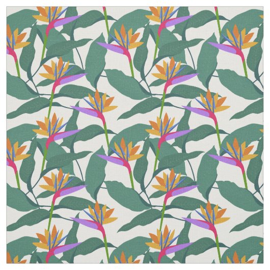 Tropical Bird of Paradise Floral Pattern ファブリック (見本)