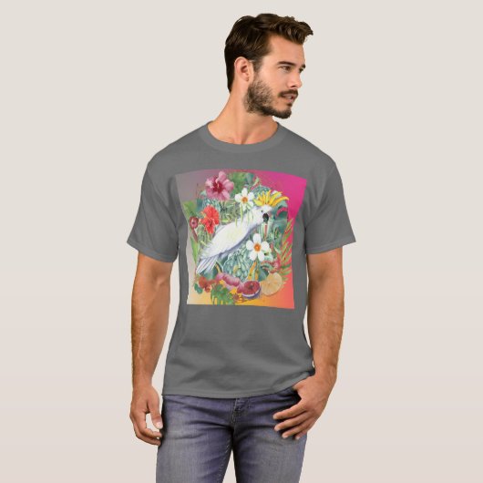 Tropical Bird retro Tシャツ (正面フル)