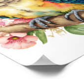 Tropical bird wall art macaw with flowers print  ポスター (角)