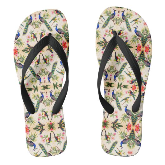 Tropical Bird Watercolor Art Slippers  ビーチサンダル (フットベッド)