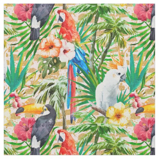 Tropical Birds ファブリック (クローズアップ)