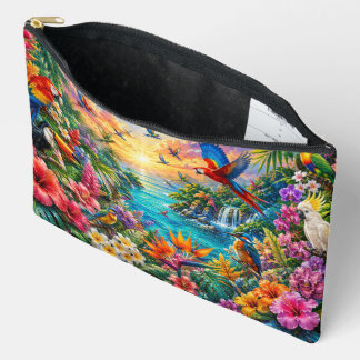 Tropical Birds Accessory Pouch | Colorful Floral P アクセサリーポーチ