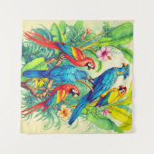 Tropical Birds Botanical Illustration タペストリー (正面(横))