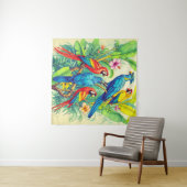 Tropical Birds Botanical Illustration タペストリー (インサイチュ(横))