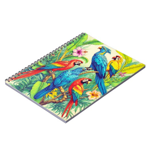 Tropical Birds Botanical Illustration ノートブック (左側)