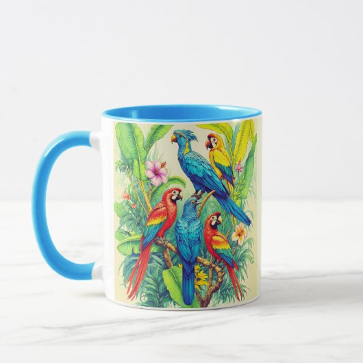 Tropical Birds Botanical Illustration マグカップ (左)