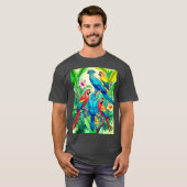 Tropical Birds Botanical Illustration Tシャツ (正面フル)