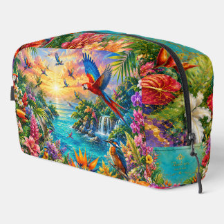 Tropical Birds Dopp Kit | Colorful Floral Toiletry ドップキット
