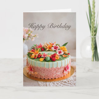 Tropical Birthday Cake card カード
