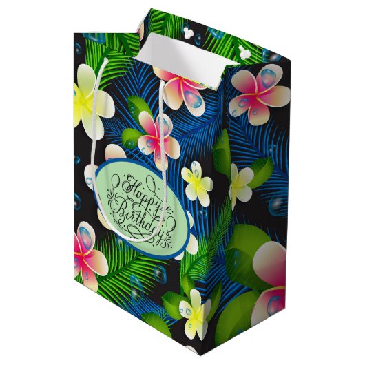 Tropical Birthday Floral Medium Gift Bag ミディアムペーパーバッグ (裏面アングル)