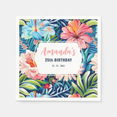 Tropical Birthday Party Floral Pattern スタンダードカクテルナプキン (正面)