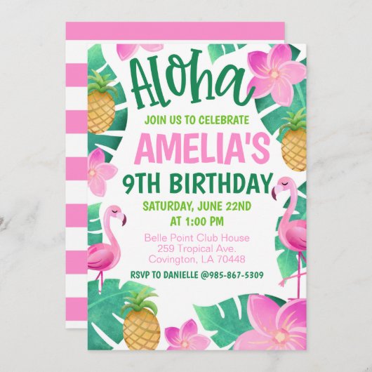Tropical Birthday Party Invitation 招待状 (正面/裏面)