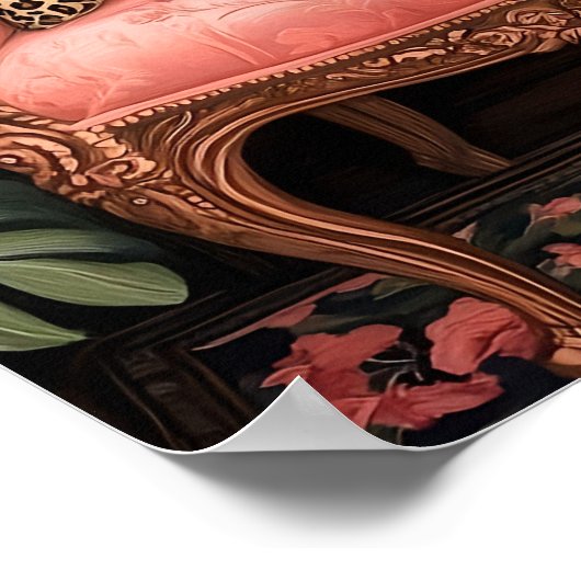 Tropical Black Cat on Sofa Poster Print, Funny Bla ポスター (角)