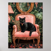 Tropical Black Cat on Sofa Poster Print, Funny Bla ポスター (正面)
