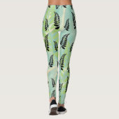 Tropical Black Fern Leaf Leggings レギンス (裏面)