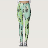 Tropical Black Fern Leaf Leggings レギンス (正面)