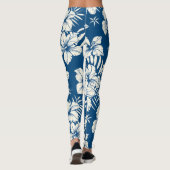 Tropical Blue and White Floral レギンス (裏面)