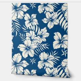 Tropical Blue and White Floral 壁紙