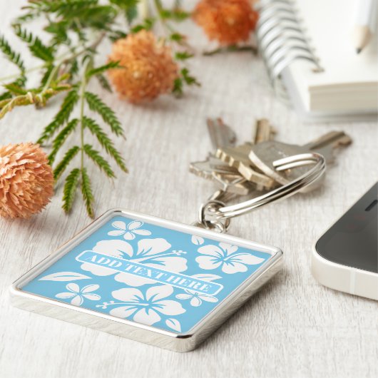 Tropical Blue Beach Flowers キーホルダー (側面)