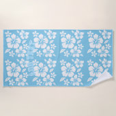 Tropical Blue Beach Flowers ビーチタオル (正面)