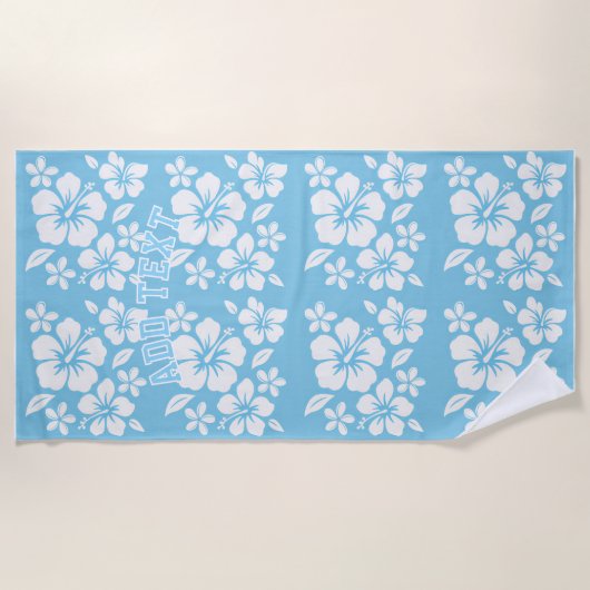 Tropical Blue Beach Flowers ビーチタオル (正面)