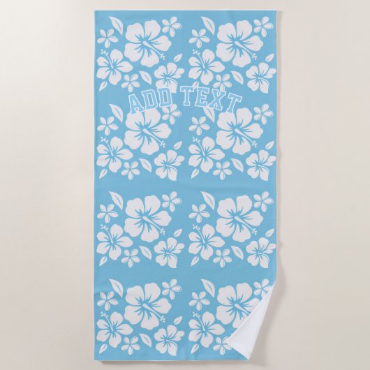 Tropical Blue Beach Flowers ビーチタオル (正面)