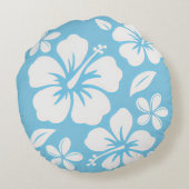 Tropical Blue Beach Flowers ラウンドクッション (裏面)