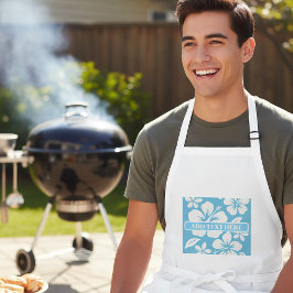 Tropical Blue Beach Flowers ロングエプロン