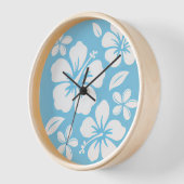 Tropical Blue Beach Flowers 壁時計 (傾斜)