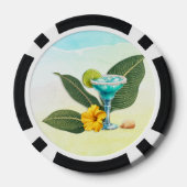 Tropical Blue Drink Hibiscus and Leaves ポーカーチップ (裏面)
