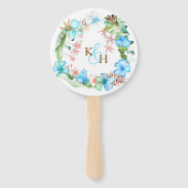 Tropical Blue Hibiscus Wreath Wedding  ハンドファン (正面)