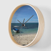 Tropical Blue Ocean Beach & Boat:Summer Wall Clock 壁時計 (傾斜)