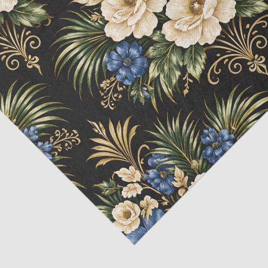 Tropical Blue Palm Floral 薄葉紙 (詳細)