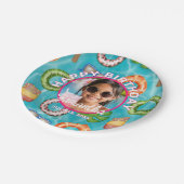 Tropical Blue Pool Party Birthday Paper Plates ペーパープレート (アングル)