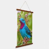 Tropical Blue Spangled Cotinga Rainforest Bird 吊り下げ型タペストリー (傾斜あり)