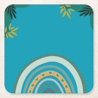 Tropical blue teal スクエアペーパーコースター