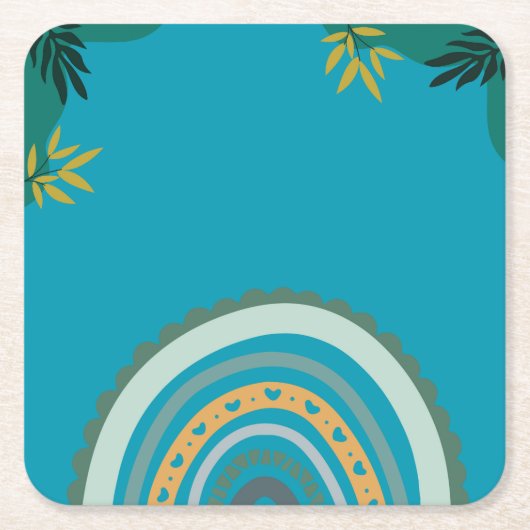 Tropical blue teal スクエアペーパーコースター (正面)