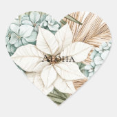 Tropical Blue White Flowers ハートシール (正面)