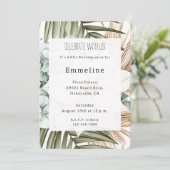 Tropical Blue White Flowers Birthday   招待状 (スタンド正面)