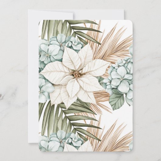 Tropical Blue White Flowers Birthday   招待状 (裏面)