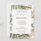 Tropical Blue White Flowers Birthday   招待状 (正面)