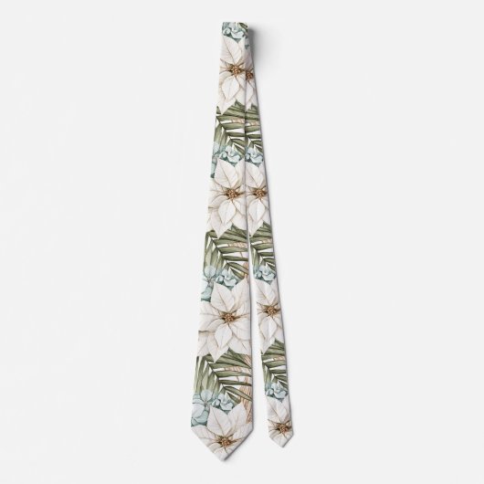 Tropical Blue White Flowers Wedding ネクタイ (正面)