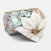 Tropical Blue White Flowers Wedding ネクタイ (ロール)