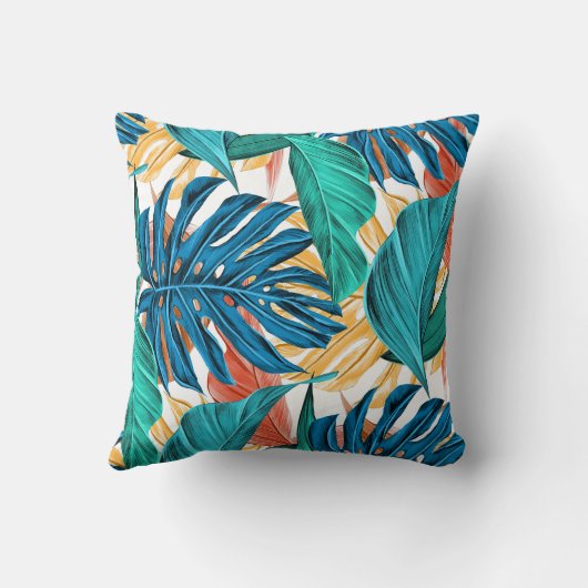 Tropical Blue yelllow leaves  クッション (裏面)