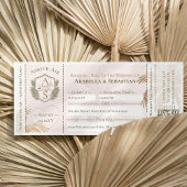 Tropical Boarding Plane Ticket Destination Wedding 招待状