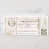 Tropical Boarding Plane Ticket Destination Wedding 招待状 (正面)