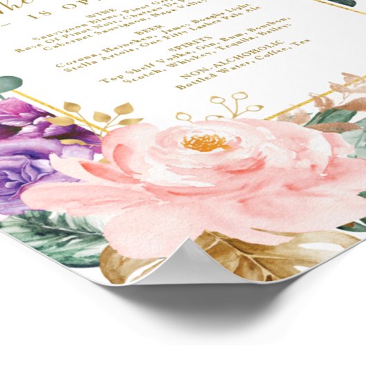 Tropical Boho Floral Wedding Bar Signature Drinks ポスター (角)