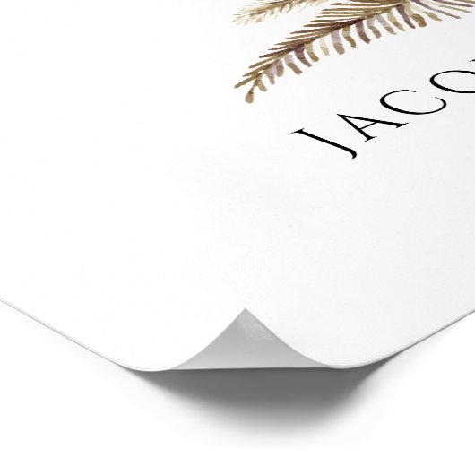 Tropical Boho Floral White Orchid Foliage Wedding ポスター (角)