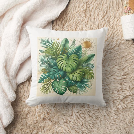 Tropical Boho Throw Pillow Cover クッション (ブランケット)