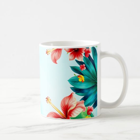Tropical Bold Watercolor Mug – Vibrant Palm コーヒーマグカップ (右)